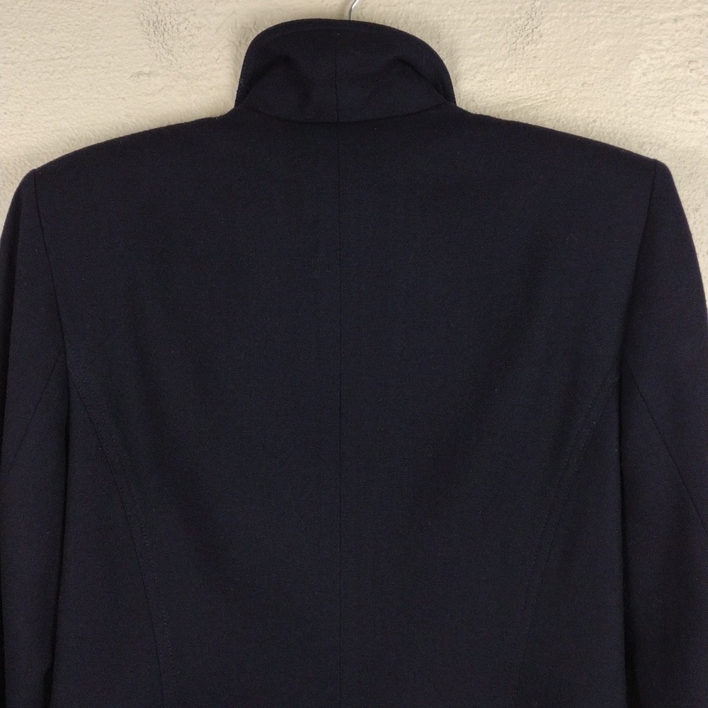 Hugo Buscati Collection Deep Blue Wool Collared Long Sleeve Zip Up Blazer Jacket - Picture 12 of 16